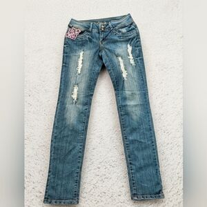 Size 11 Para Women's Distressed Blue Skinny Jeans